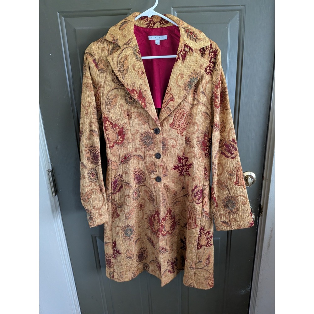 CAbi Guinevere Brocade Floral Tapestry Coat Floral Paisley Jacquard Sz 6